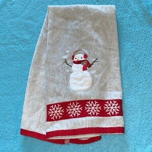 Snowman and snowflakes Christmas embroidered hand fingertip towel